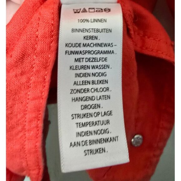 Jones & Co Linen Blouse Women XL Red Button Pockets Long Sleeve Breathable Woven - Picture 15 of 15